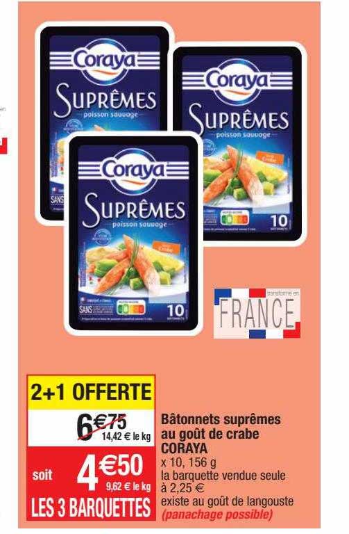 bâtonnets suprêmes au goût de crabe coraya