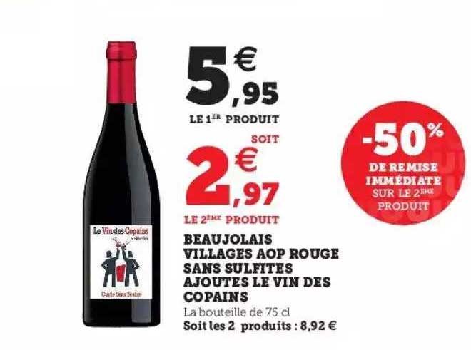 beuajolais villages aop rouge sans sulfites ajoutés le vin des copains