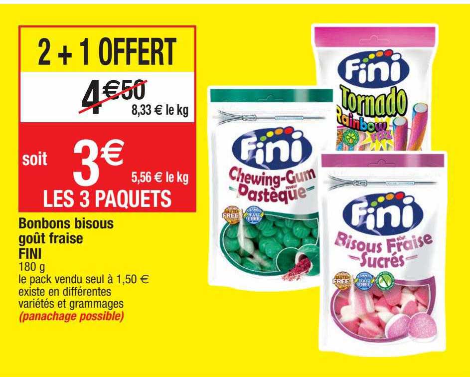 bonbons bisous goût fraise fini