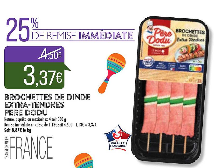 brochettes de dinde extra-tendres père dodu
