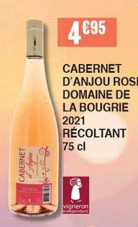 Cabernet D'anjou Rosé Domaine De La Bougri 2021 Récoltant 75 Cl