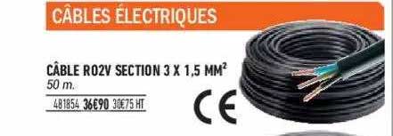 câble r02v section 3 x 1,5 mm²