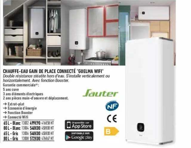 chauffe-eau gain de place connecté "guelma wifi" sauter