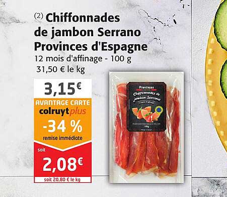 chiffonnades de jambon serrano provinces d'espagne