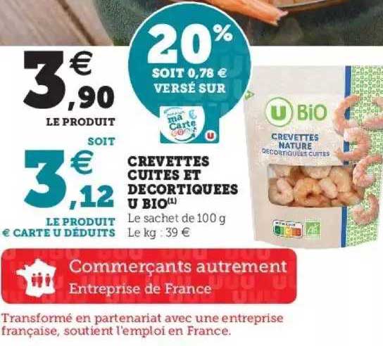 Crevettes Cuites Et Décortiquées U Bio