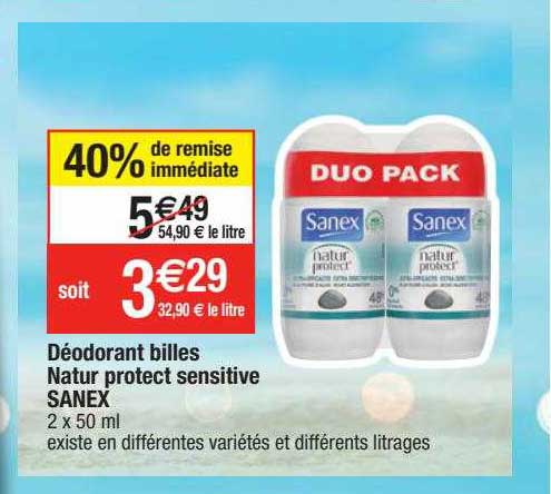 Déodorant Billes Natur Protect Sensitive Sanex