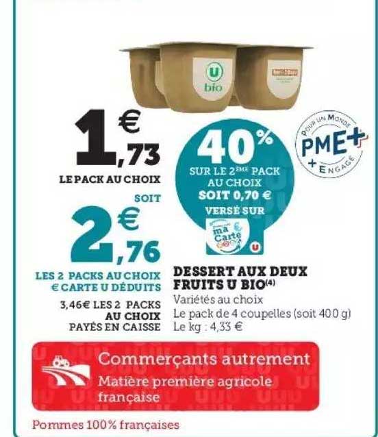 dessert aux deux fruits u bio