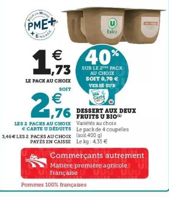 dessert aux deux fruits u bio