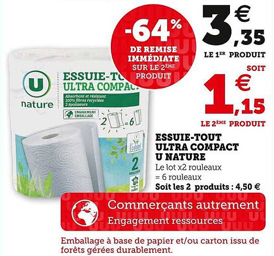 essuie-tout ultra compact u nature