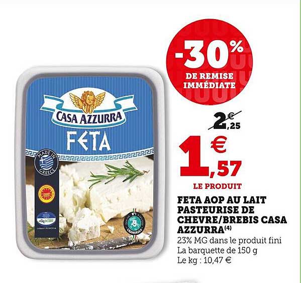 feta aop au lait pasteurisé de chèvre-brebis casa azzurra