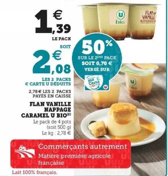 flan vanille nappage caramel u bio