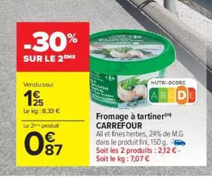 Fromage à Tartiner Carrefour