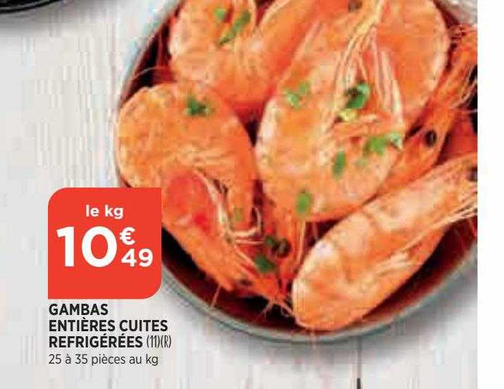 Gambas Entières Cuites Réfrigérées