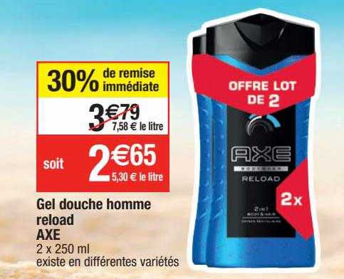 gel douche homme reload axe