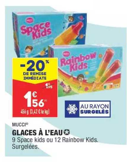 glaces à l'eau mucci