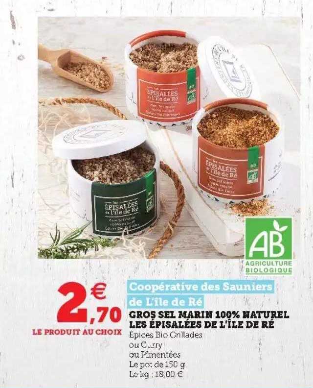 gros sel marin 100% naturel les épisalées de l'île de ré coopérative des sauniers de l'île de ré