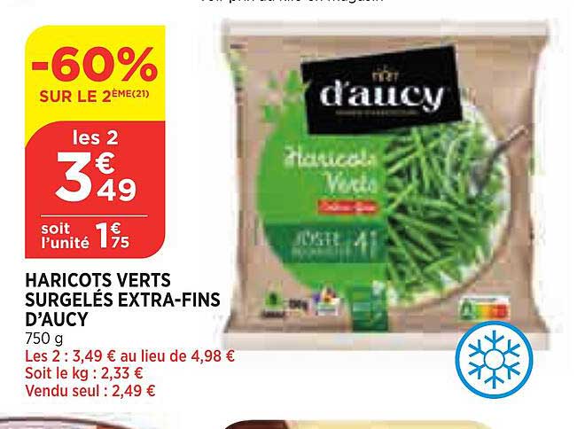 haricots verts surgelés extra-fins d'aucy