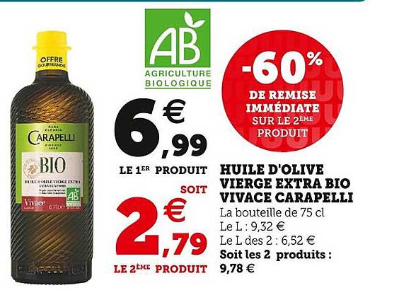 huile d'olive vierge extra bio vivace carapelli