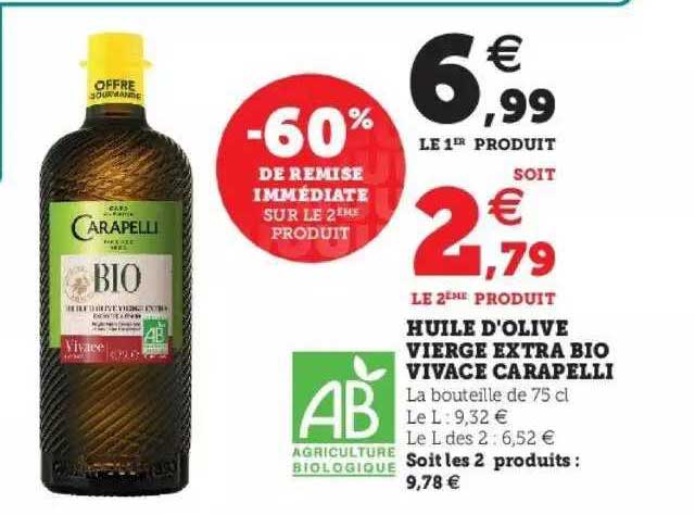 huile d'olive vierge extra bio vivace carapelli