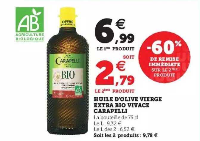 huile d'olive vierge extra bio vivace carapelli