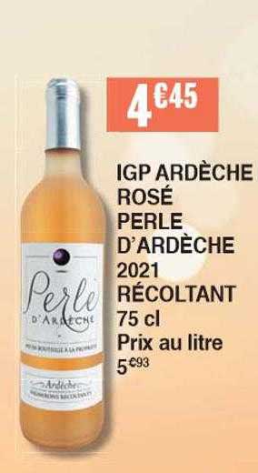 igp ardèche rosé d'ardèche 2021 récoltant 75 cl