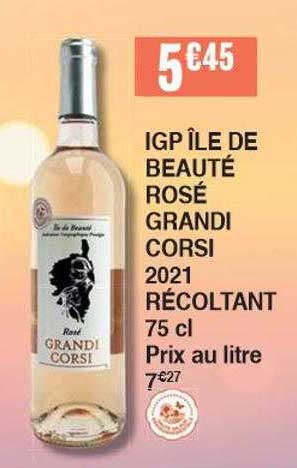 igp île de beauté rosé grandi corsi 2021 récoltant 75 cl