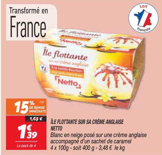 île Flottante Sur Sa Crème Anglaise Netto