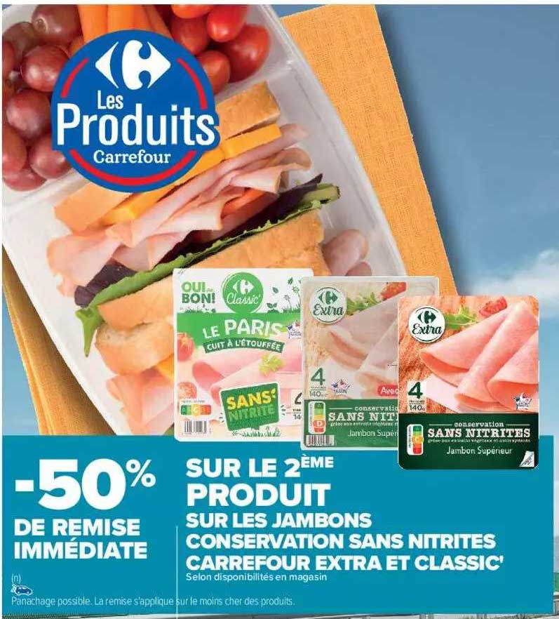 Jambon Conservation Sans Nitrites Carrefour Extra Et Classic'