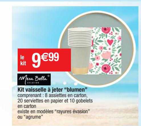 kit vaisselle à jeter "blumen" mesa bella