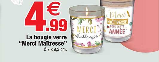 la bougie verre "merci maitresse"