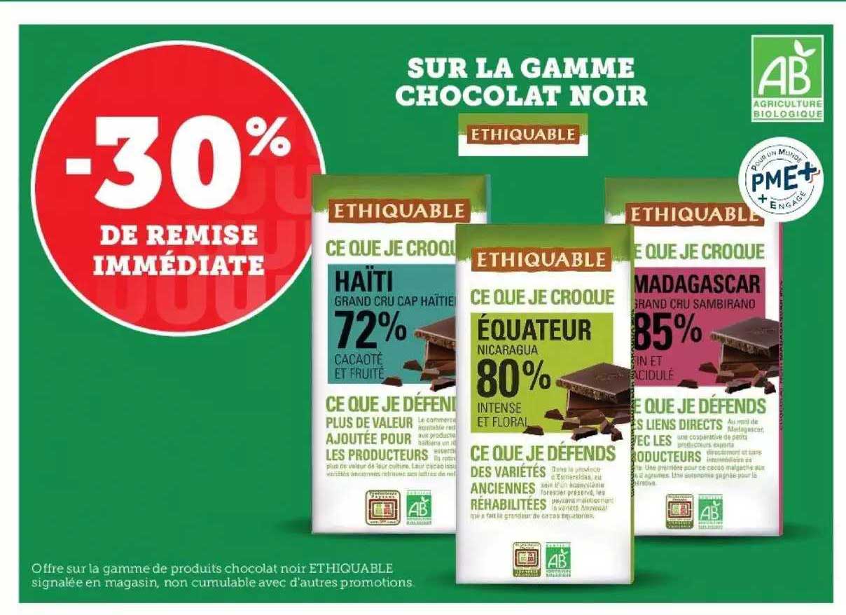La Gamme Chocolat Noir Ethiquable