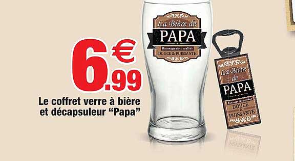 le coffret verre à bière et décapsuleur "papa"