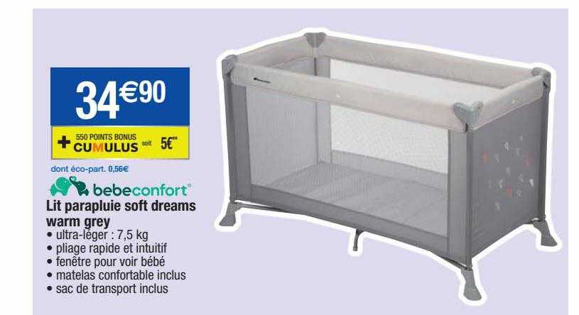 lit parapluie soft dreams warm grey bebeconfort