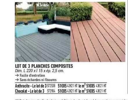lot de 3 planches composites