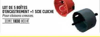 lot de 5 boîtes d'encastrement + 1 scie cloche