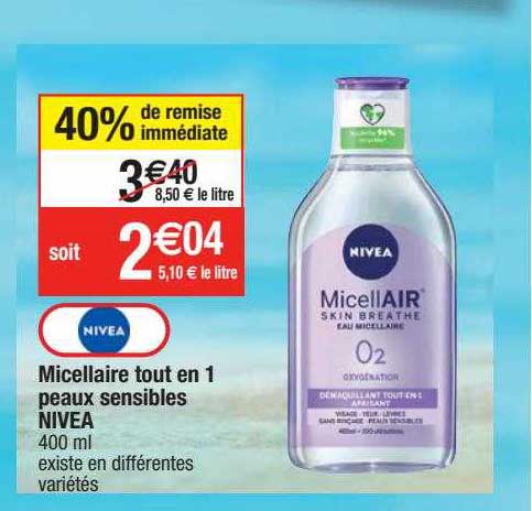 Micellaire Tout En 1 Peaux Sensibles Nivea