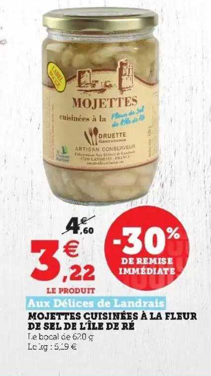 mojettes cuisinées à la fleur de sel de l'île de ré aux délices de landrais