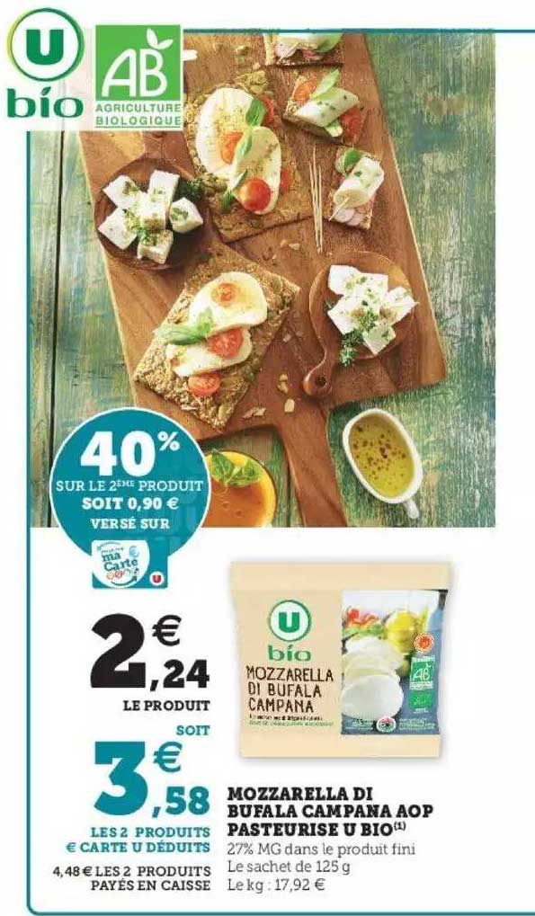 Mozzarella Di Bufala Campana Aop Pasteurisé U Bio
