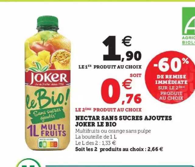Nectar Sans Sucres Ajoutés Joker Le Bio