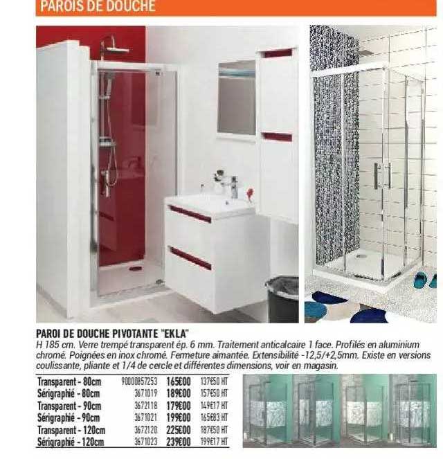 paroi de douche pivotante "ekla"