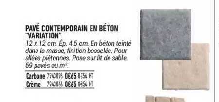 pavé contemporain en béton "variation"