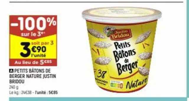 petits bâtons de berger nature justin bridou