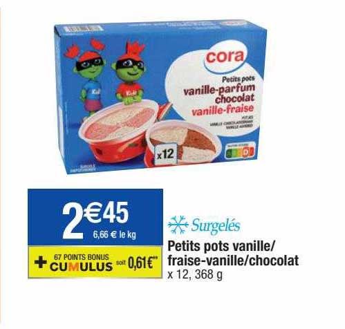 petits pots vanille-fraise-vanille-chocolat