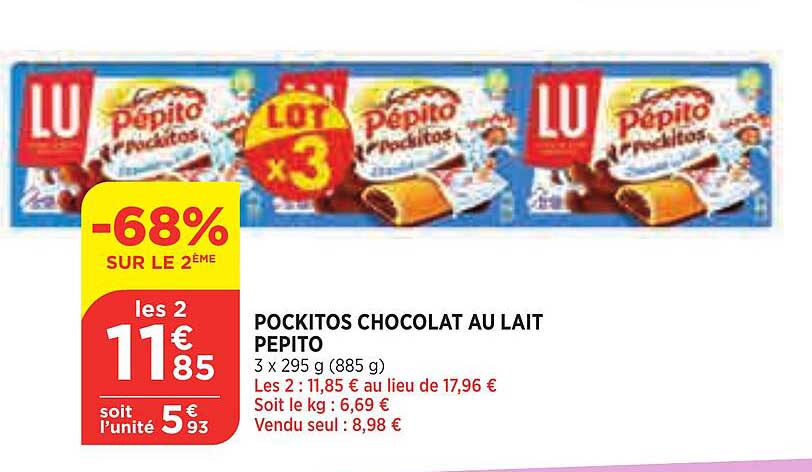 pockitos chocolat au lait pépito