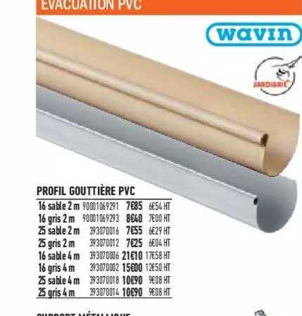 profil gouttière pvc wavin