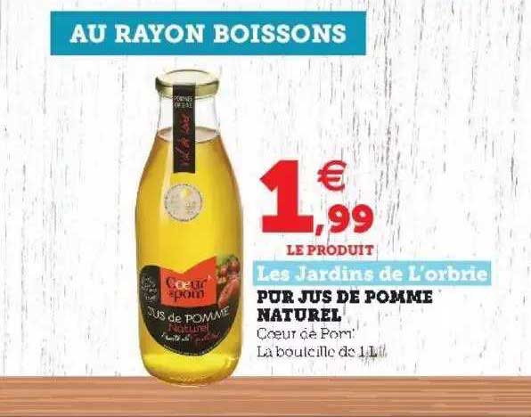pur jus de pomme naturel les jardins de l'orbrie
