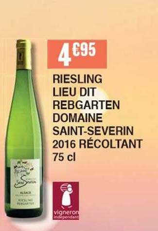 riesling lieu dit rebgarten domaine saint-severin 2016 récoltant 75 cl