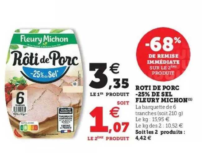 rôti de porc -25% de sel fleury michon
