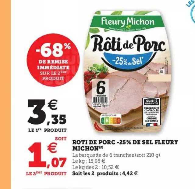 rôti de porc -25% de sel fleury michon