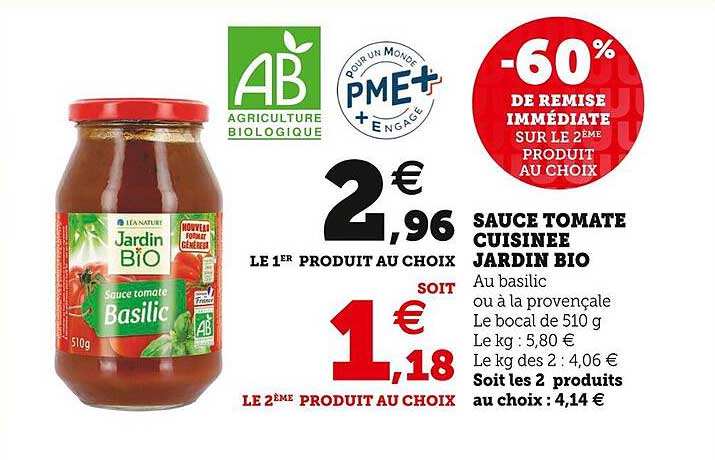 Sauce Tomate Cuisinée Jardin Bio